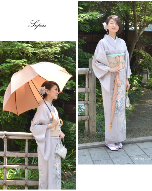 ワカオ（wakao）日本製の雨傘ブランド　セピア　着物に合わせて