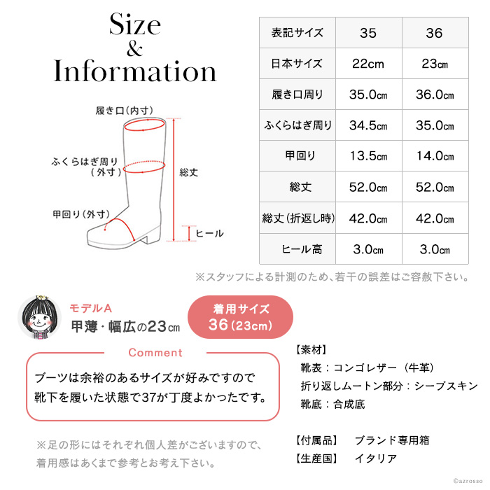 サイズ＆インフォメーション