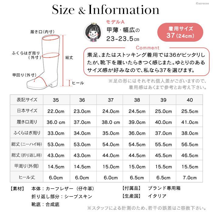 サイズ＆インフォメーション