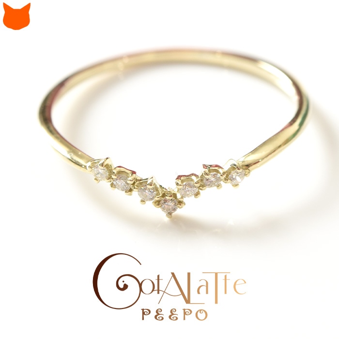 Cotalatte Peepo（コタラッテピーポー）のダイヤモンドのVラインリング