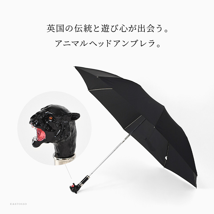 フォクスアンブレラ　犬の頭部デザイン 折りたたみ傘 黒 英国製 折りたたみ傘 メンズ 折り畳み ブランド 雨傘 8本骨 黒