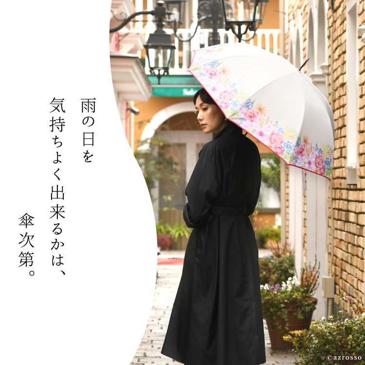 大人女性の為の傘ブランド Lluvia rain（ルビアレイン）の花柄ワンタッチジャンプ傘 ローズガーデン
