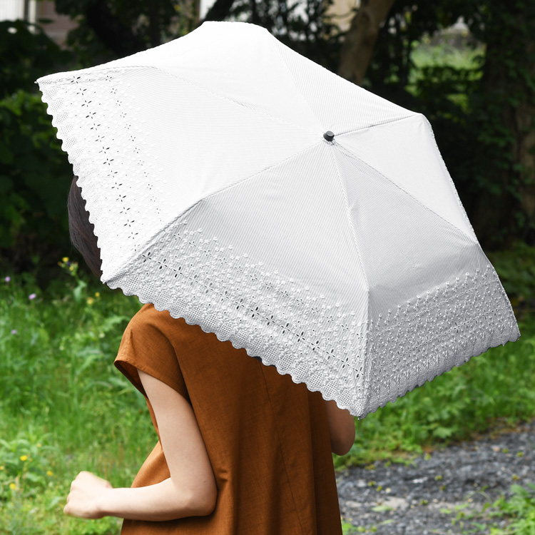 日本製 日傘 レース刺繍 布製 折りたたみ傘 マラガバリア