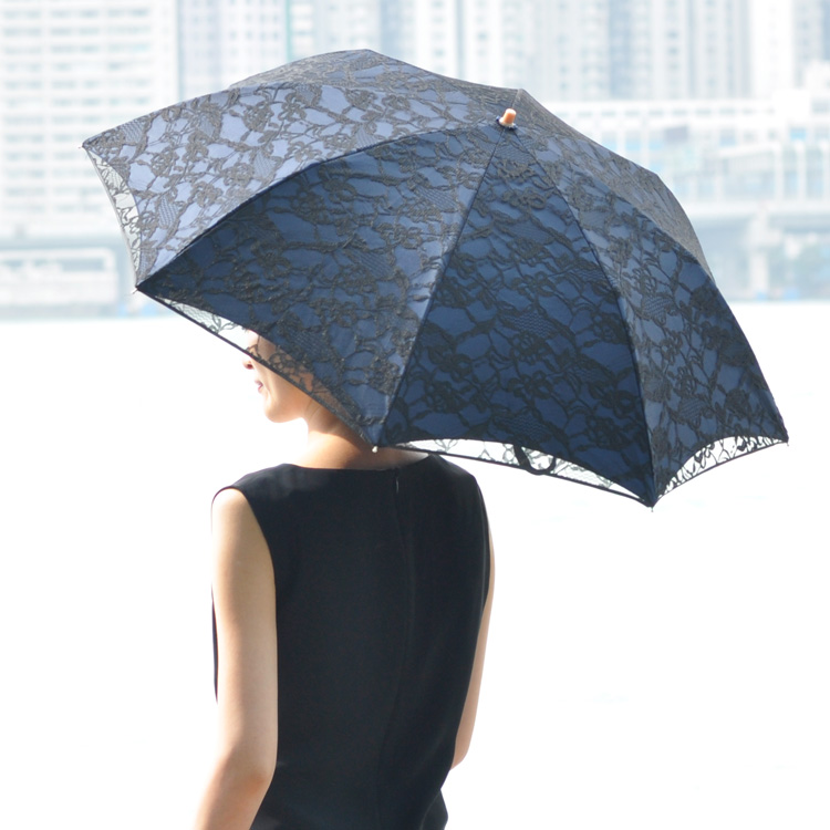 日本製 日傘 総レース 折りたたみ傘 晴雨兼用 マラガバリア