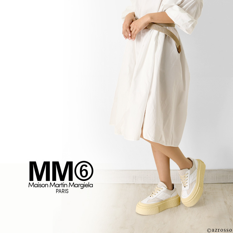 MM6 Maison Margiela(エムエムシックス メゾン マルジェラ)の上質なスムースレザー×柔らかなスエードのプラットフォームスニーカー「S59WS0189P0673」