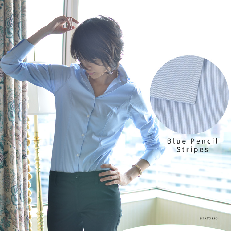 モデル ブルーペンシルストライプ