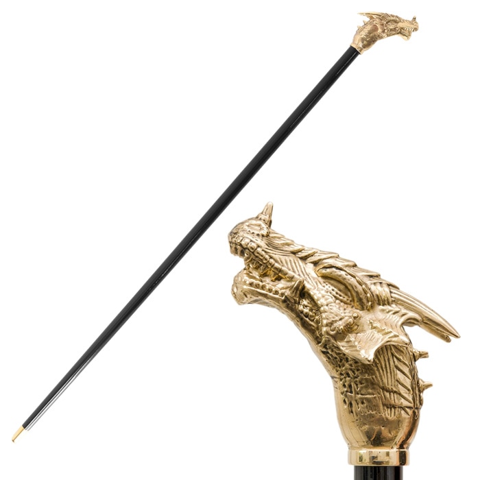 ゴールドドラゴン ステッキ 龍 竜 杖 おしゃれでかっこいいイタリアの杖