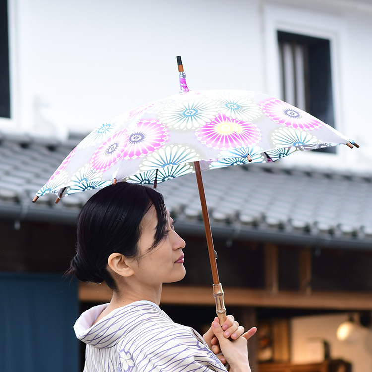 母の日プレゼントおすすめ日傘：ワカオのゆかた日傘（長傘）