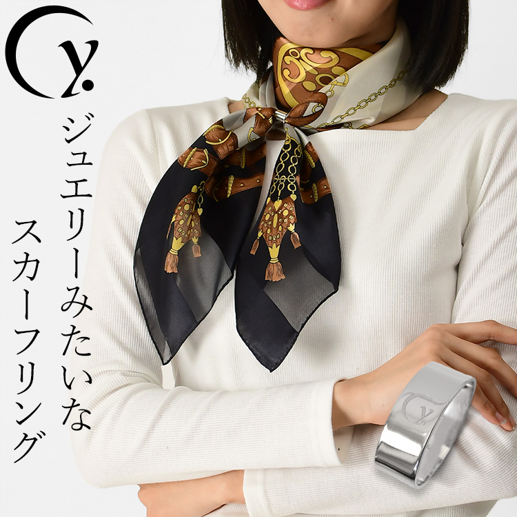 日本製 スカーフリング シルバー ステンレス 楕円 スカーフ留め スカーフクリップ