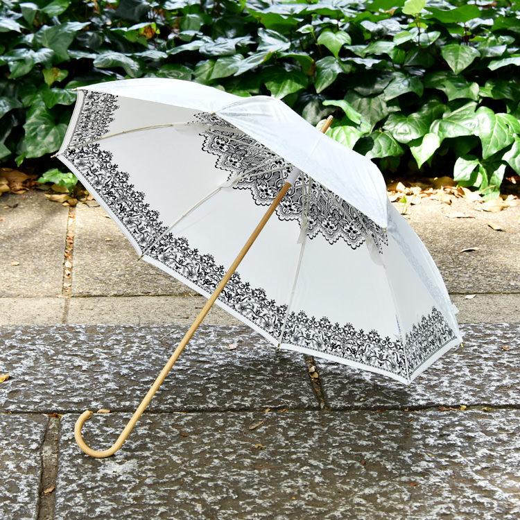 母の日プレゼントおすすめ日傘：UVION プレミアムホワイト 限定モデル レース柄長傘
