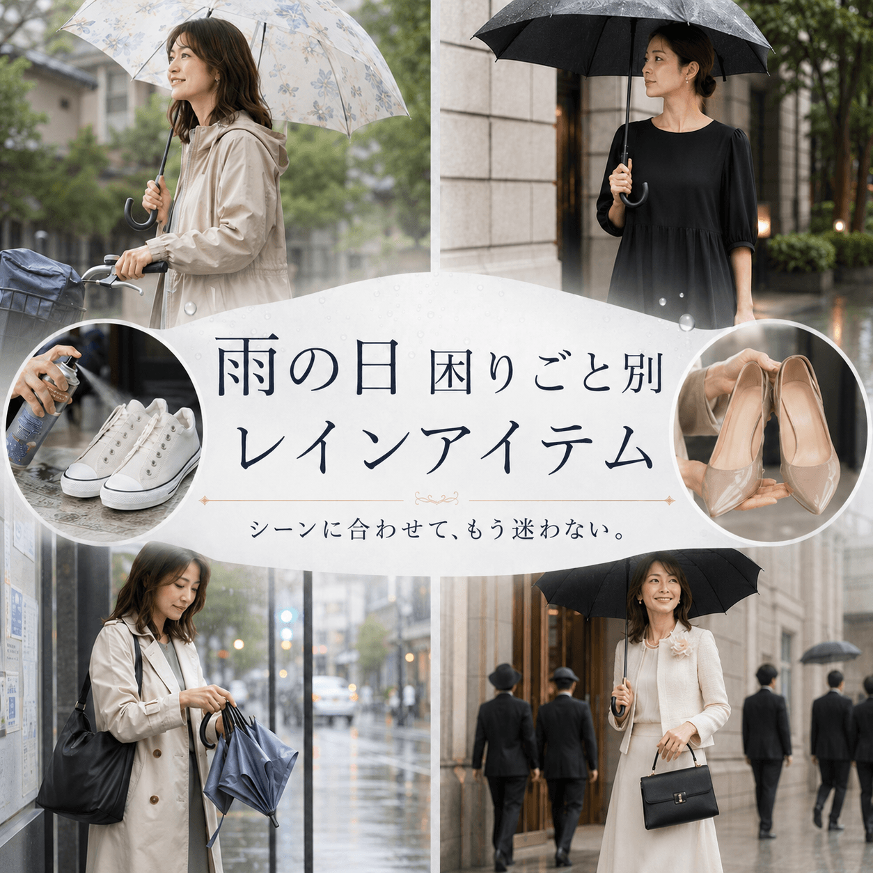 雨の日の通勤・自転車・お出かけに選びたいレディースレインアイテム