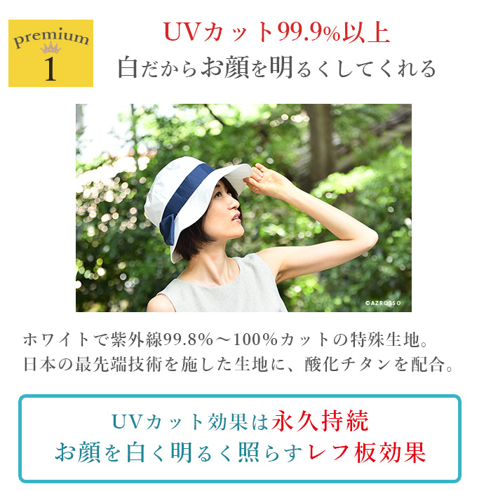 超軽量で白いのに黒と同等のUVカット率。ほぼ100％の紫外線カット率です。